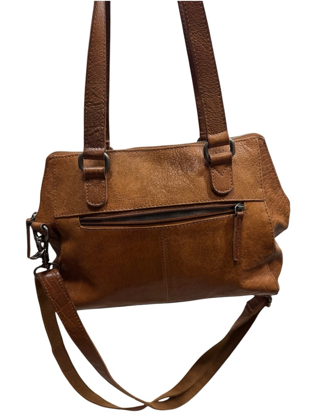 Spikes & Sparrow Genuine Leather Shoulder Bag Purse Brown Front Zip Pocket - Picture 8 of 12